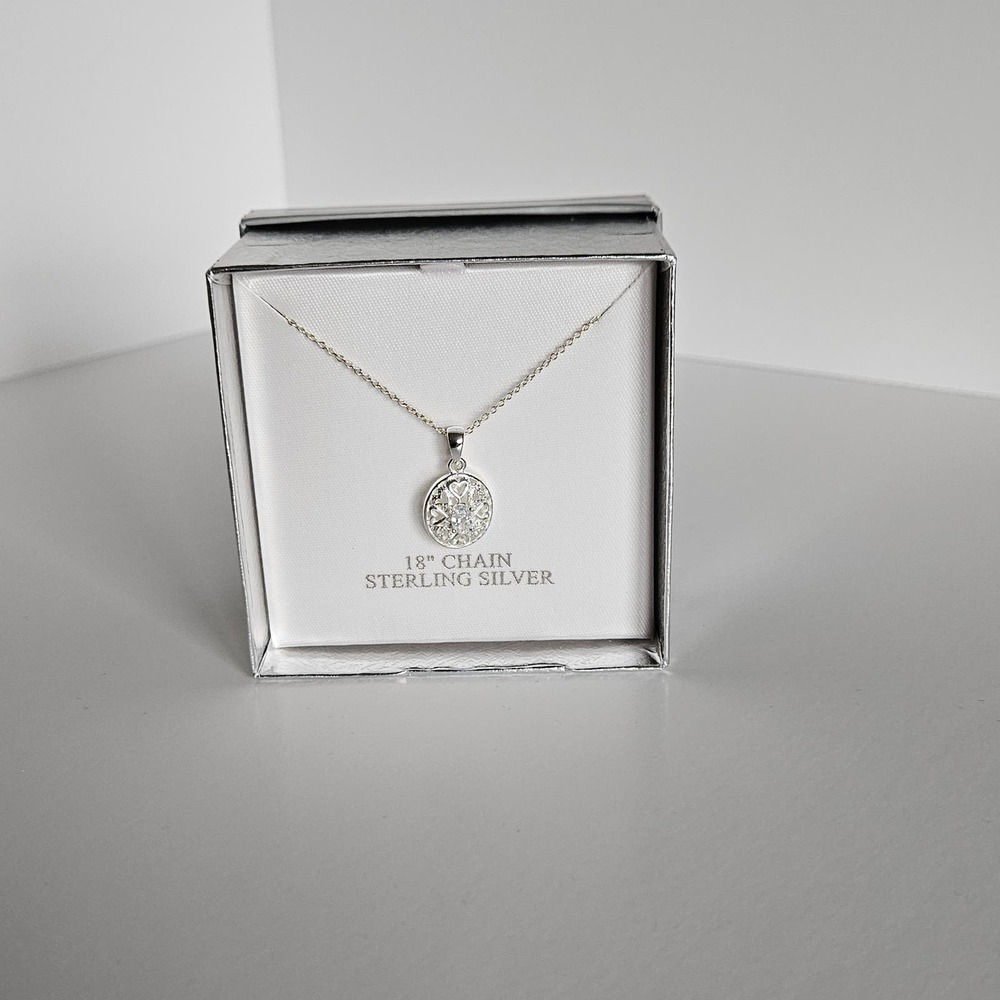 Whimsical Hearts Sterling Silver Pendant with Clear Stone